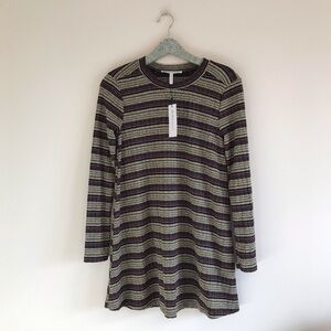 NWT BCBGeneration Striped A-Line Dress Metallic